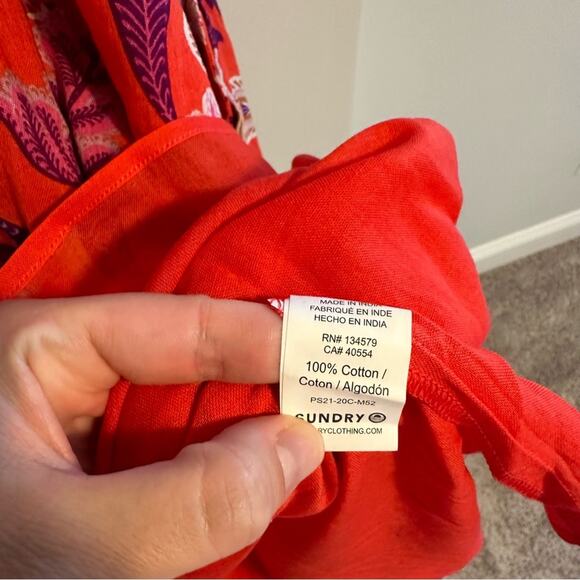 NWT Tuckernuck Sundry Red Cotton Floral Maxi Dress M/L - Picture 9 of 15